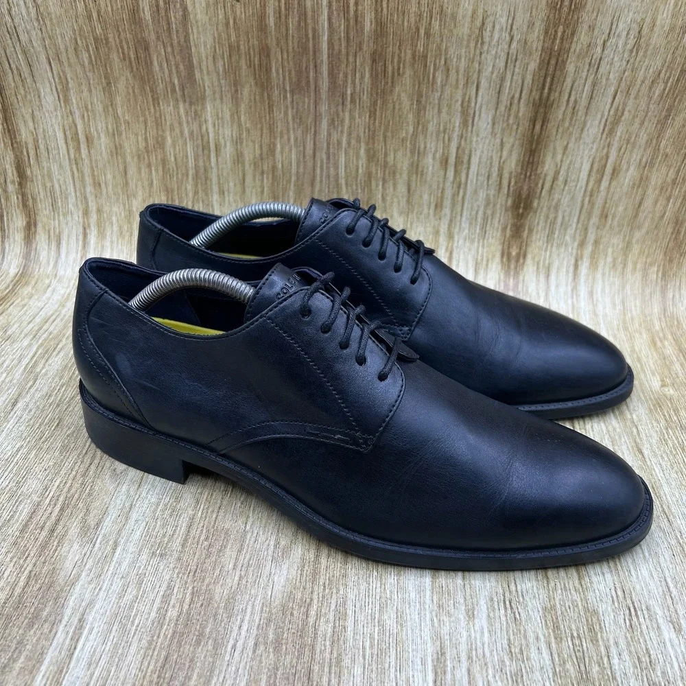 Cole Haan Hawthorne Men's Size 9.5 M Black Leather Plain Toe Dress Shoes C32351